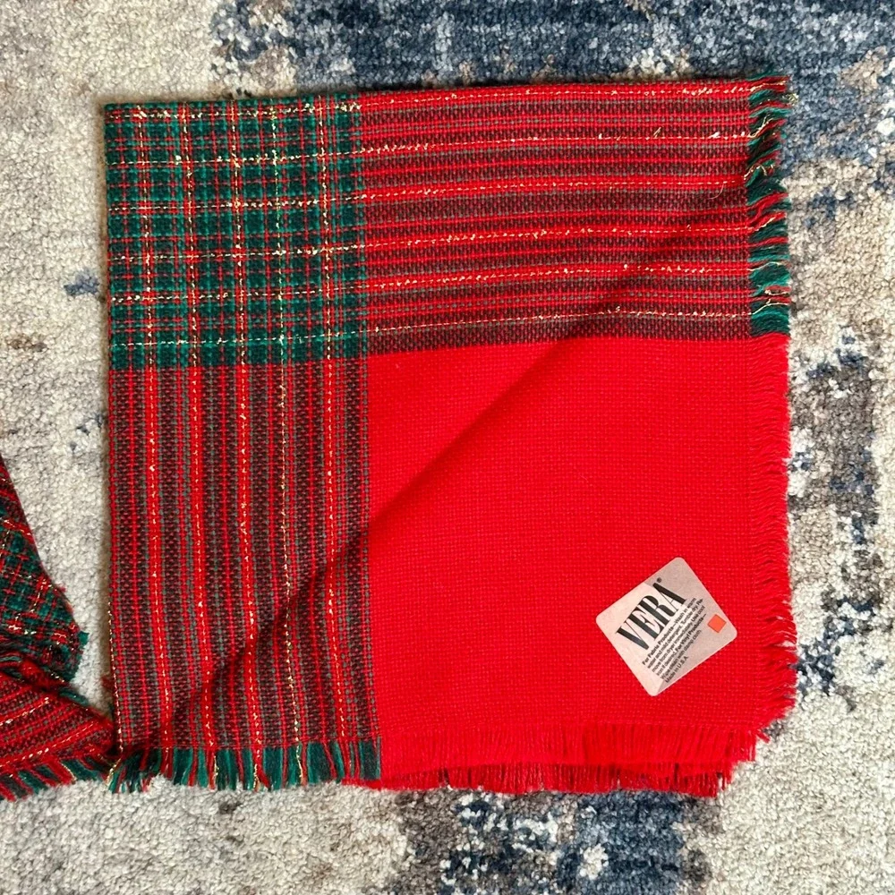 Lot of Vintage 90's Christmas Table Runners & Napkin Set VERA Red Green Gold